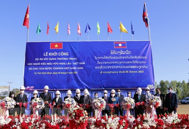 Vietnam, Laos break ground on friendship school in Khammouane